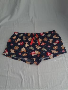 Disney Womens Navy Holiday Print Sleep Shorts